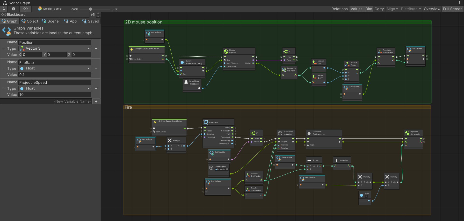Unity Visual Scripting Fire Logic